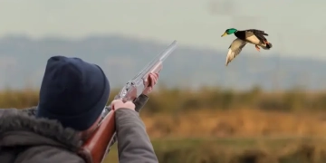 охотник на уток с ружьем