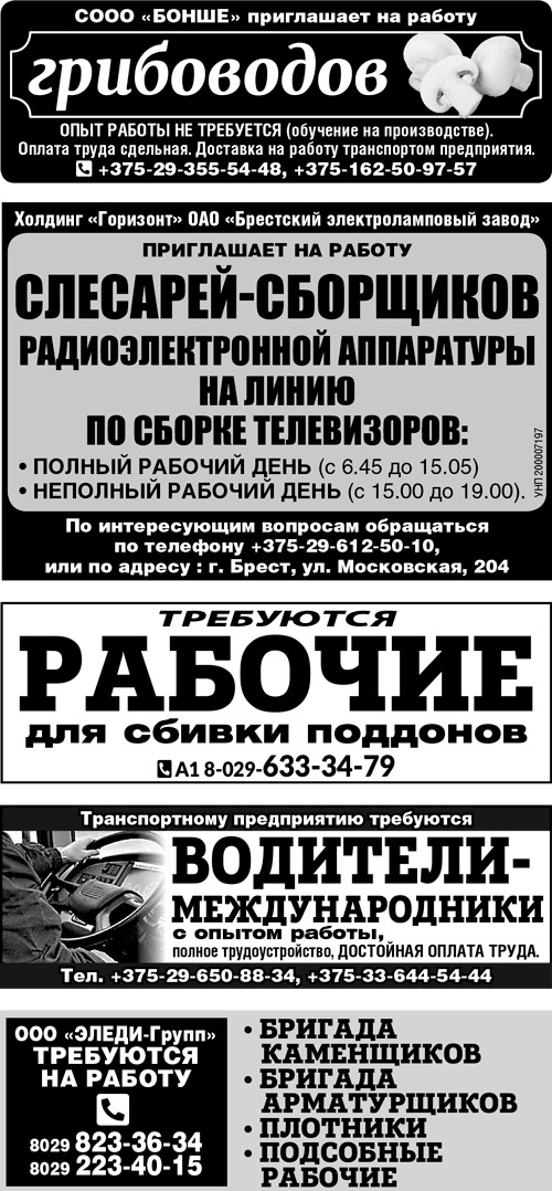работа в Бресте