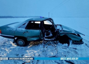 Снегопады и водительская невнимательность стали причиной лобового ДТП на загородной трассе