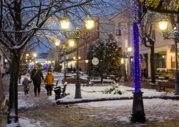 Заснеженный вечерний Брест. Фотозарисовка Андрея Рыбачука