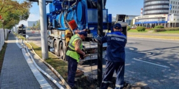 На ул. Московской в Бресте идут ремонтные работы