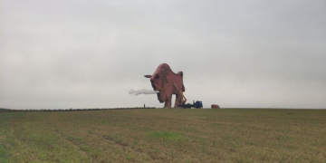 Рев зубра и пар из ноздрей — новые спецэффекты скоро появятся у гигантской скульптуры на границе Брестской и Минской областей