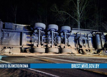 ДТП в Пружанском районе: работники МЧС спасли водителя грузового автомобиля.